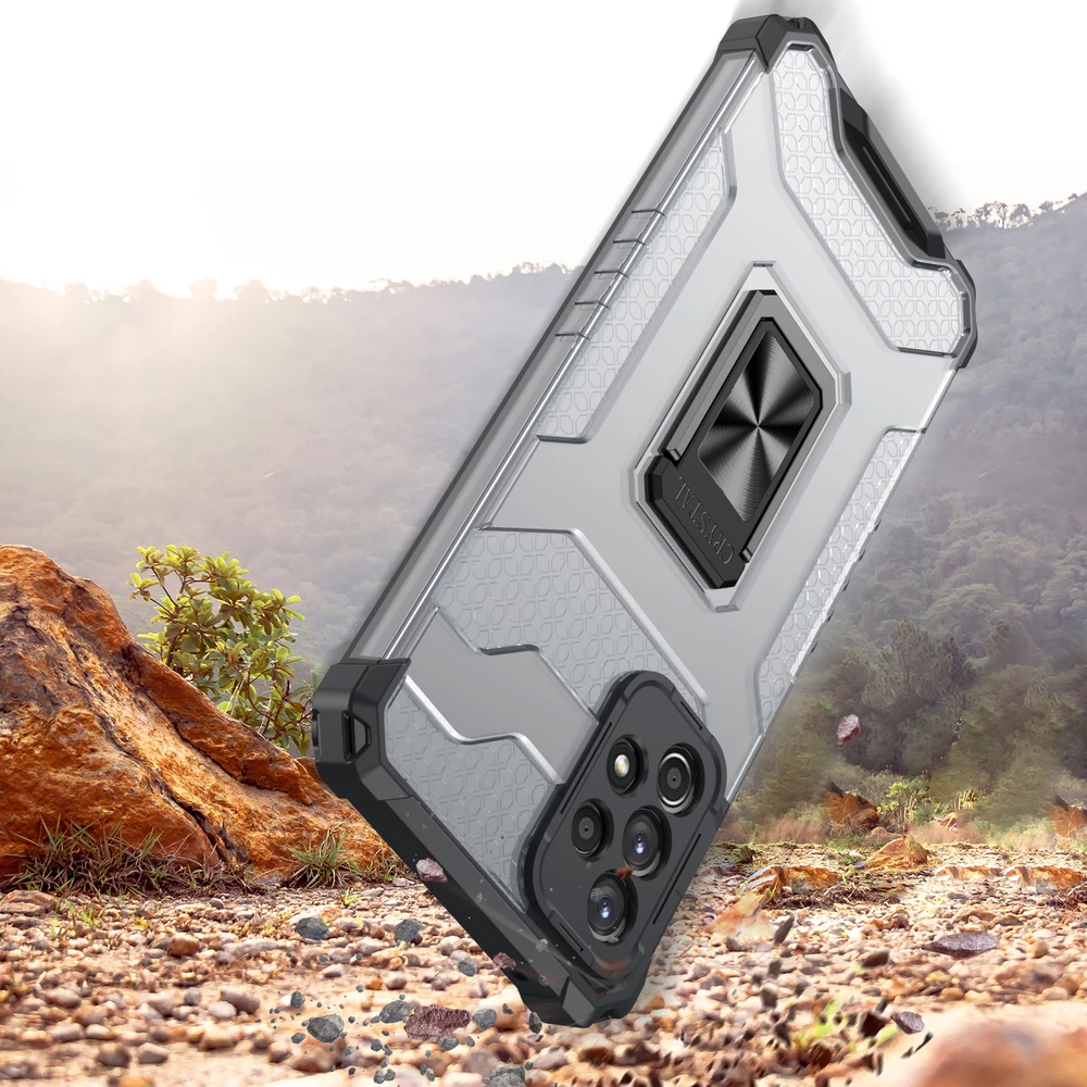 Mbështjellës Hurtel Crystal Ring Case me këmbë, për Samsung Galaxy A72 4G, Kuq