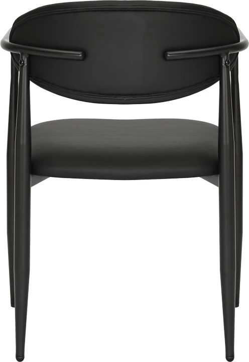 Karrige me krahë Kalone, lëkurë sintetike e zezë, këmbë metalike, 56x55x78cm