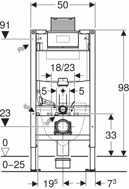 Kornizë e fshehur për WC të varur Geberit Duofix Omega 12 cm H98 (111.030.00.2)