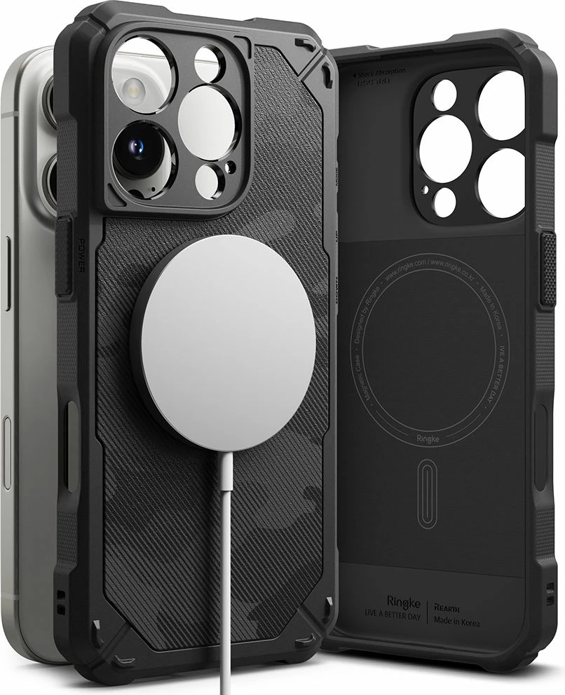 Mbështjellës Ringke Rugged Gear MagSafe për iPhone 16 Pro Max, i zi