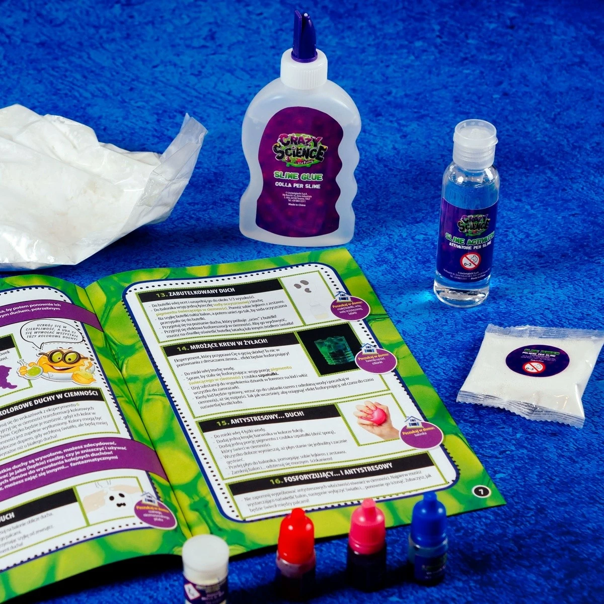 Set shkencor për slime që ndriçon, Lisciani Crazy Science, 304-PL89239, me aksesorë të ndryshëm