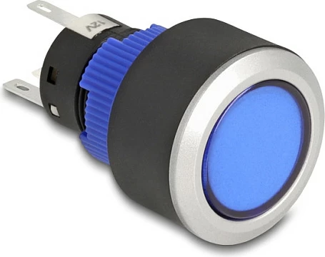 Switch me buton DeLOCK 22049, 230V/3A, Ø22mm, IP60, zi/blu/argjend