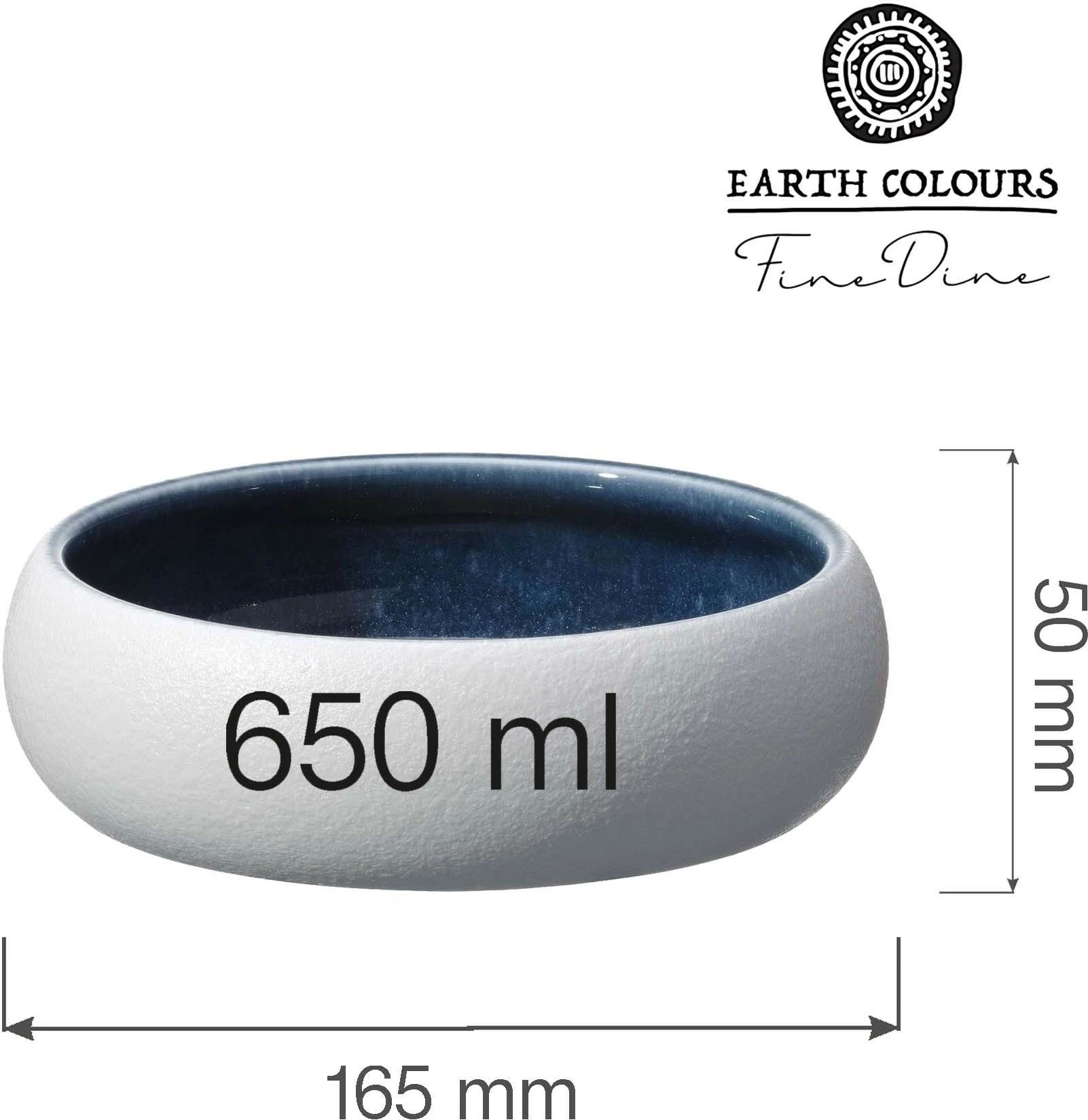 Tas i thellë Fine Dine Goro 650 ml Ø165 mm, set 2 copë, blu-bardhë