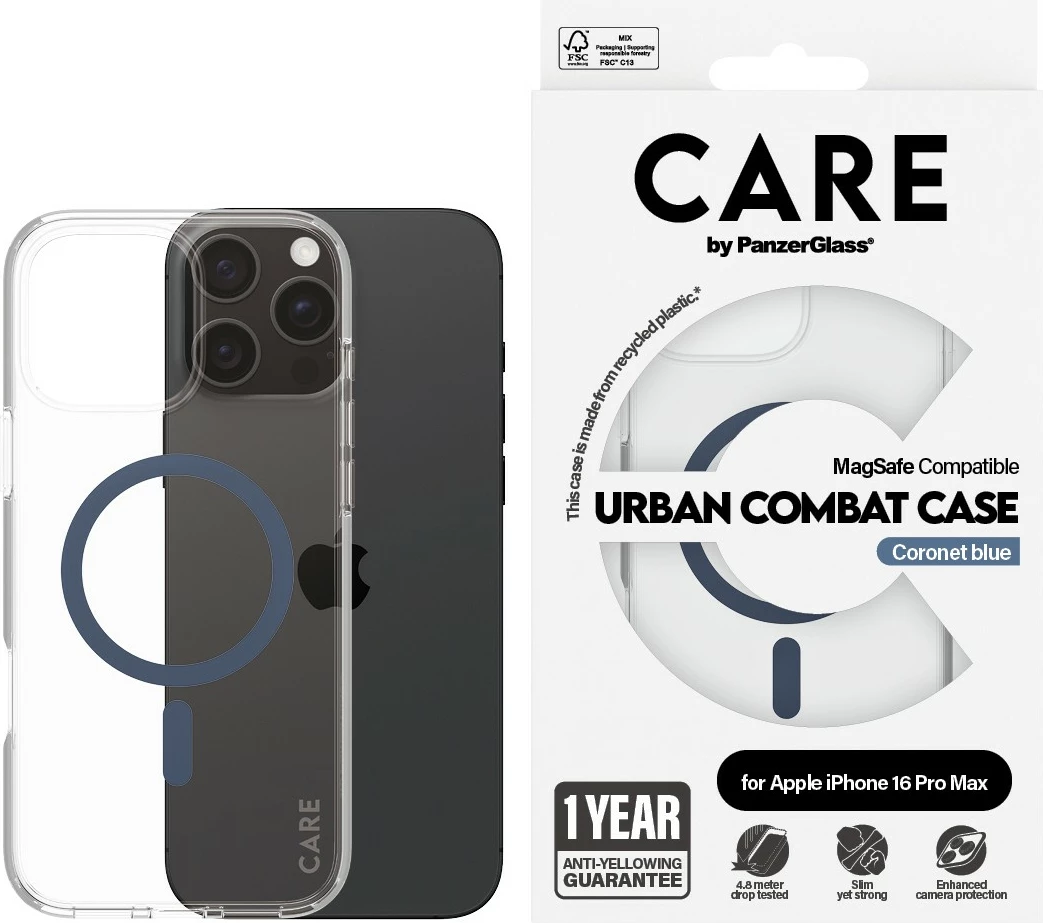 Mbështjellës PanzerGlass CARE Case Flagship MagSAFE për iPhone 16 Pro Max, transparent