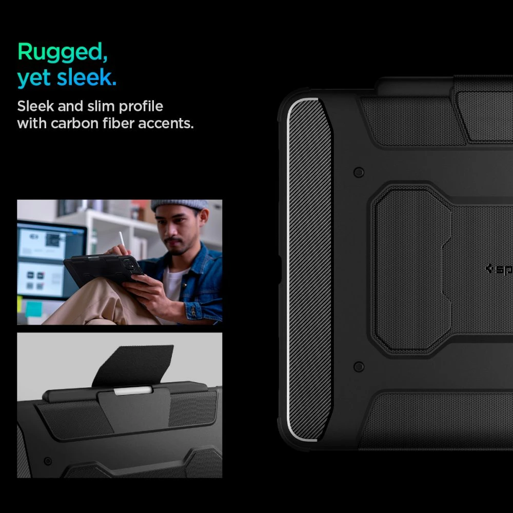 Mbështjellës Spigen Rugged Armor Pro për iPad Pro 13" 2024, i zi