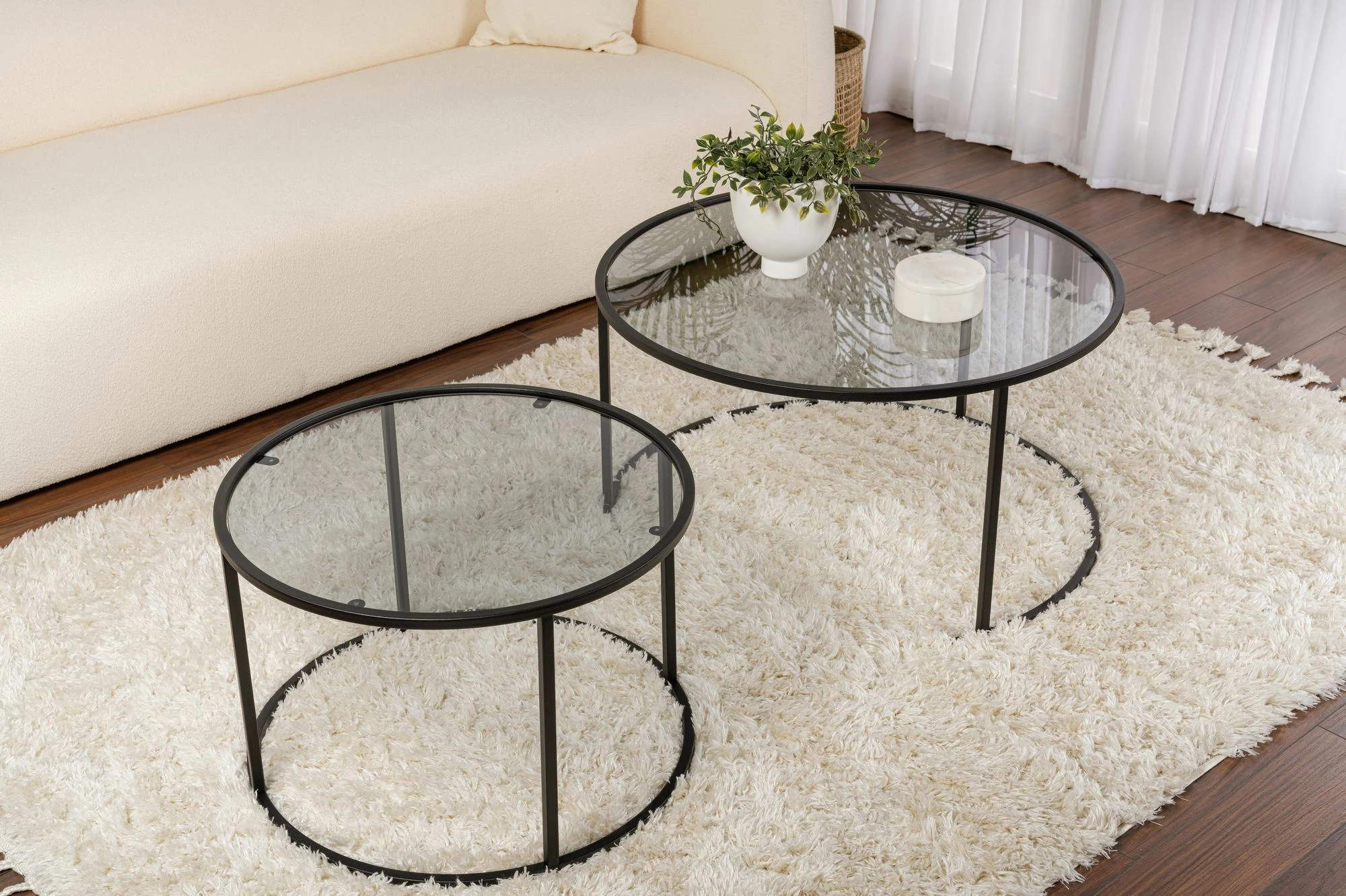 Set tavolinash kafeje Skye Decor, e zezë-gri, 80-60