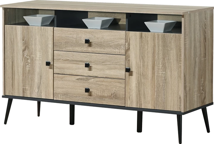 Bufe Zezan, ngjyrë sonoma-gri e errët, 140.5x41.5x80cm