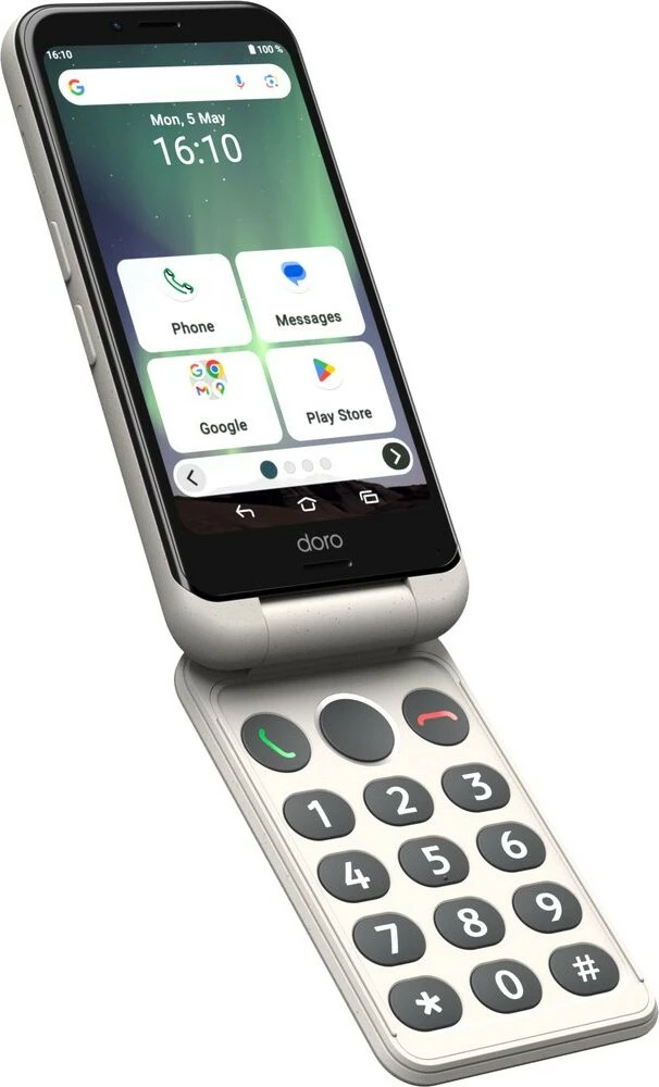 Celular Doro Aurora A20, butona të mëdhenj, i bardhë