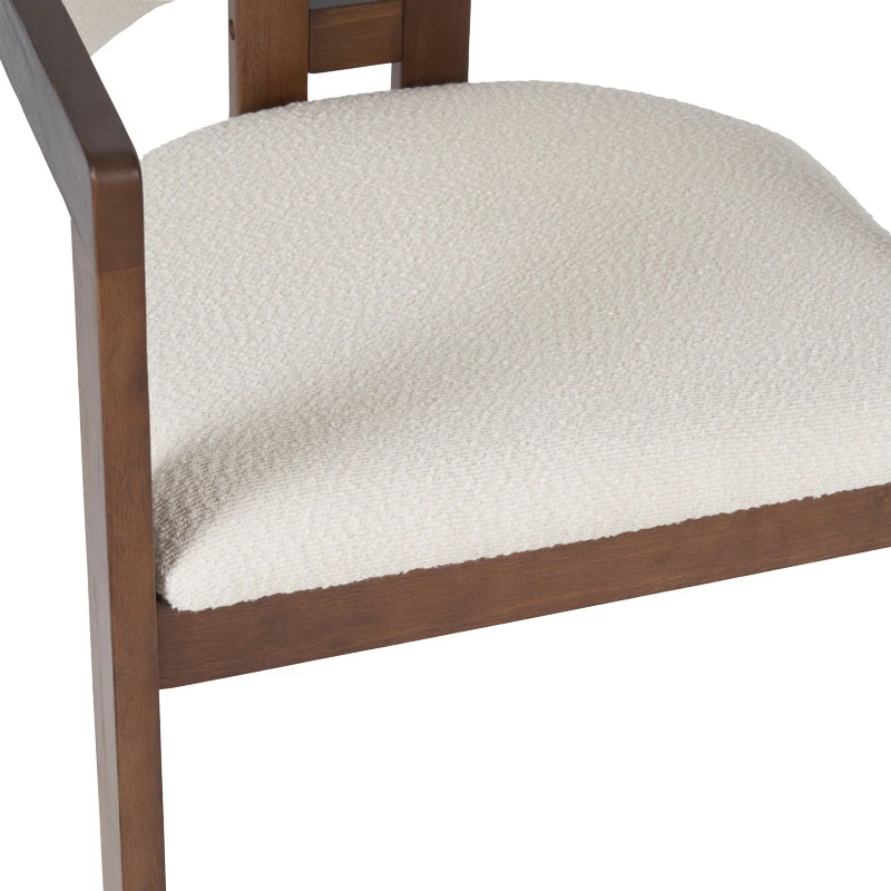 Set 2 karrige me mbështetëse, dru kauçuku, këmbë ngjyrë arre, material bezhë, 58.5x51x76cm