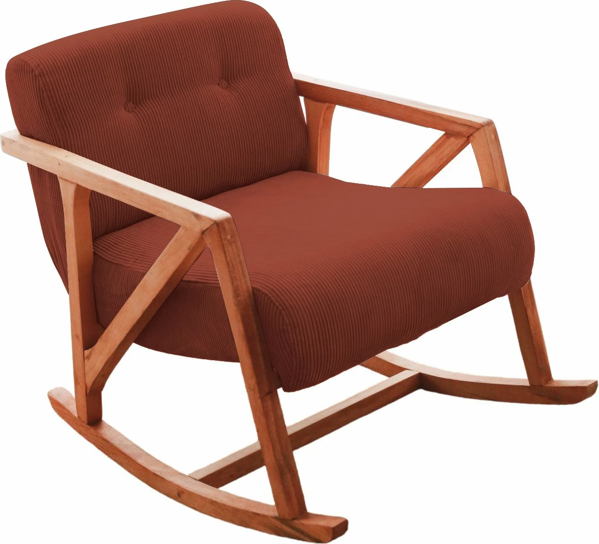 Karrige sallon me krahë, kadife vermilion, këmbë druri, Nini Sallanan