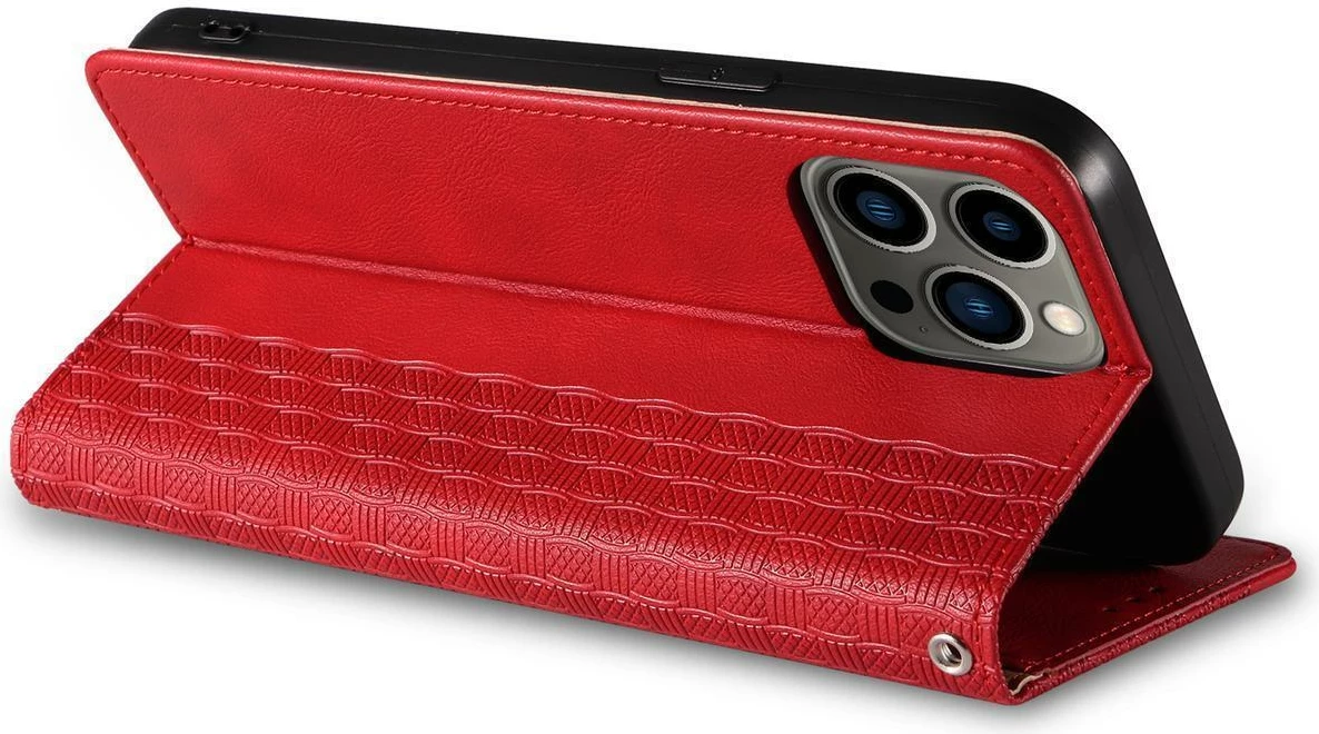 Mbështjellës Hurtel Magnet Strap Case për Samsung Galaxy S23+, me kapak, portofol, qëndrim, rrip dore, Kuq