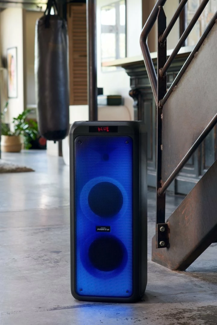 Altoparlant Bluetooth BigBen Party Tower XL Karaoke 600W me 2 mikrofonë, LED, i zi
