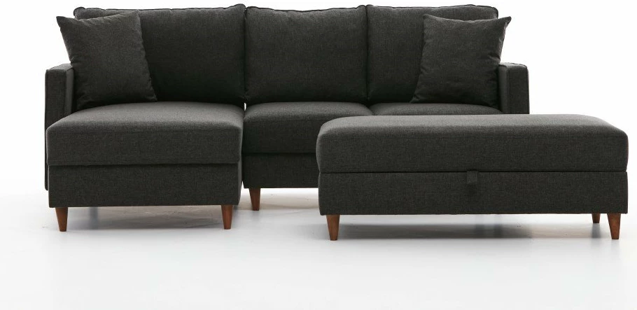 Këndare Eva, ngjyrë antracit, me pouffe, Atelier del Sofa