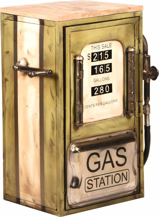 Tavolinë anësore Gas Pump, shumëngjyrëshe me dizajn vintage, 57x36x71