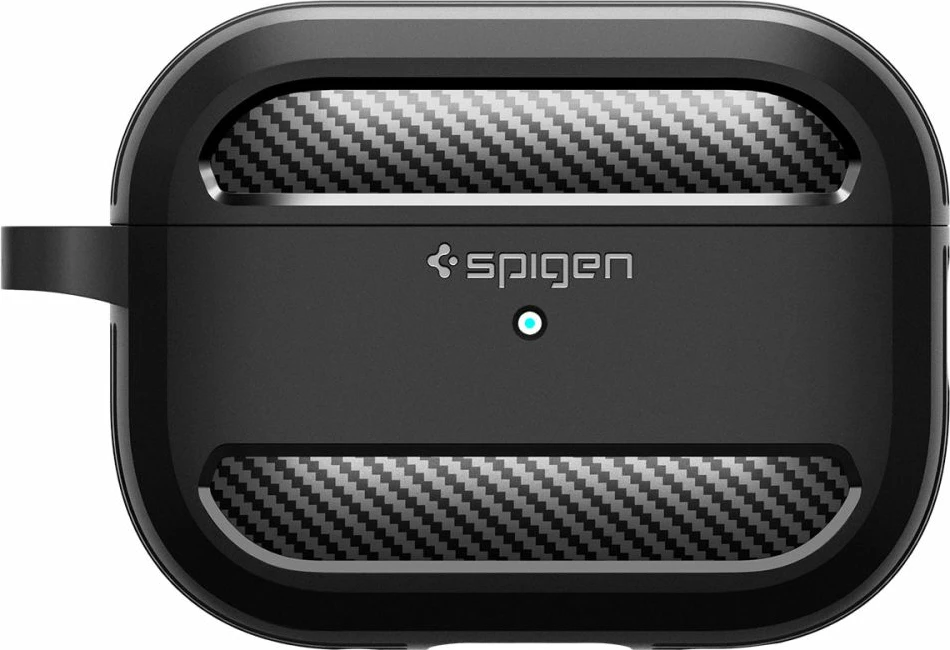 Mbështjellës Spigen Rugged Armor për AirPods Pro 1/2, me karabiner, i zi
