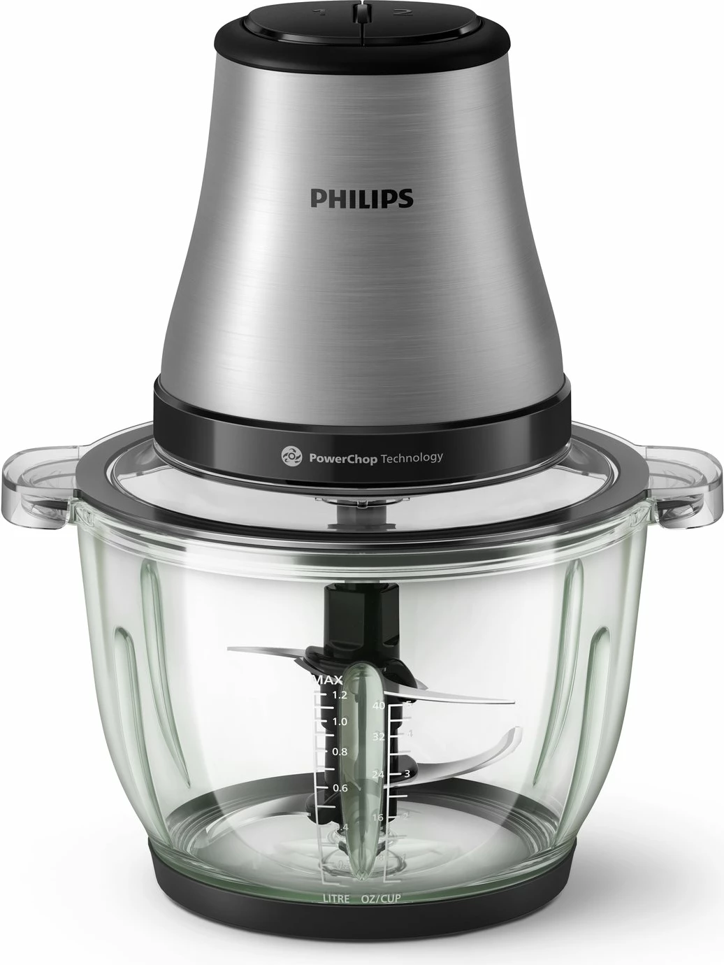 Grirës elektrik Philips 3000 Series HR1503/00 450W, 2L, 2 shpejtësi, PowerChop, gri/zezë