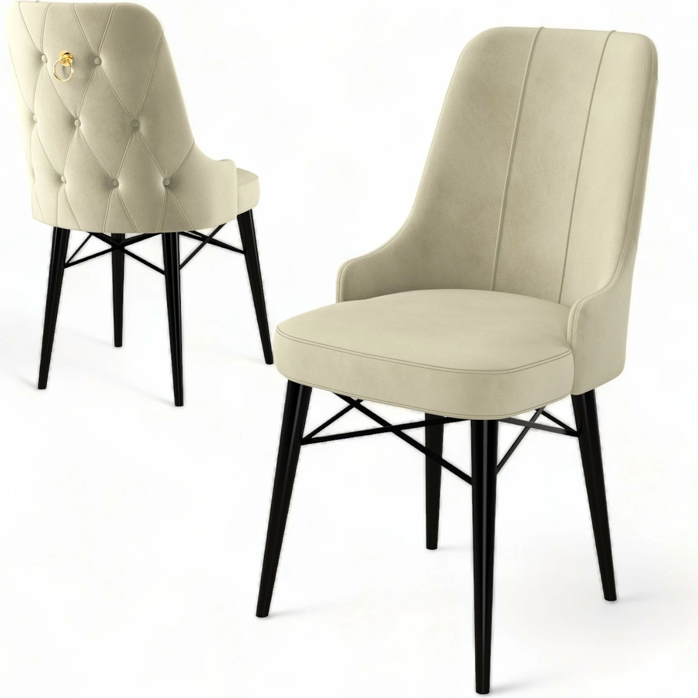 Set karrigesh (4 copë), Hanah Home, Pare, krem, e zezë