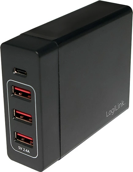 Adapter/karikues tavoline LogiLink, 3x USB-A + 1x USB-C, 60W, i zi
