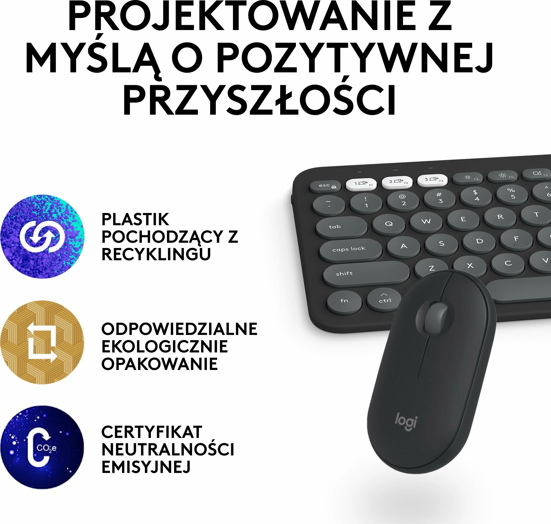 Set tastierë + Maus Logitech Pebble 2 Combo për Mac 920-012244, Bluetooth/Logi Bolt, US INTL, i zi