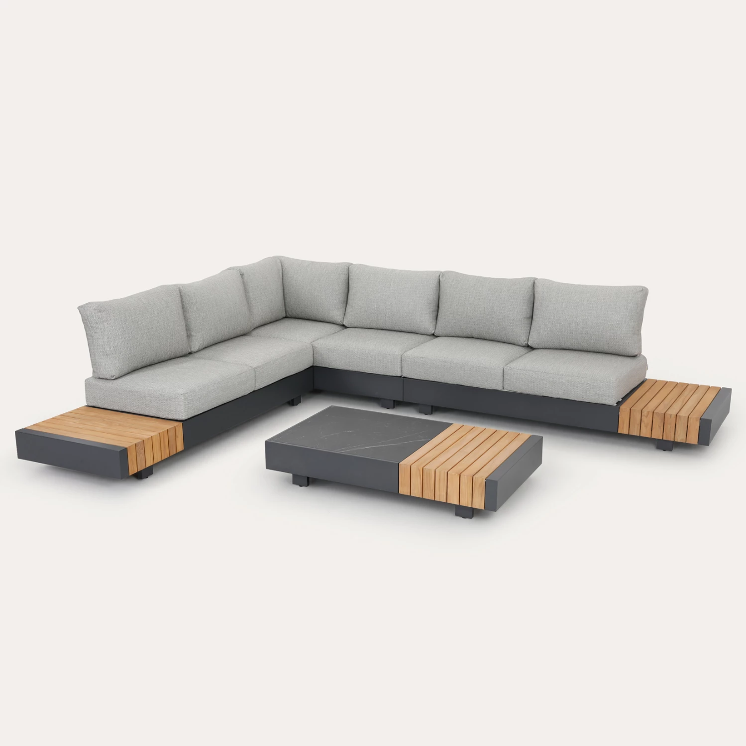 Set këndi për jashtë, 4 pjesë, ADHARA CD6189, alumin, stof olefin, gur sintetik