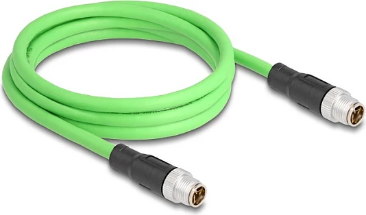 Kabllo Ethernet industriale DeLOCK M12 X-coded 8-pin, mashkull-në-mashkull, 2 m, PUR/TPU, jeshile