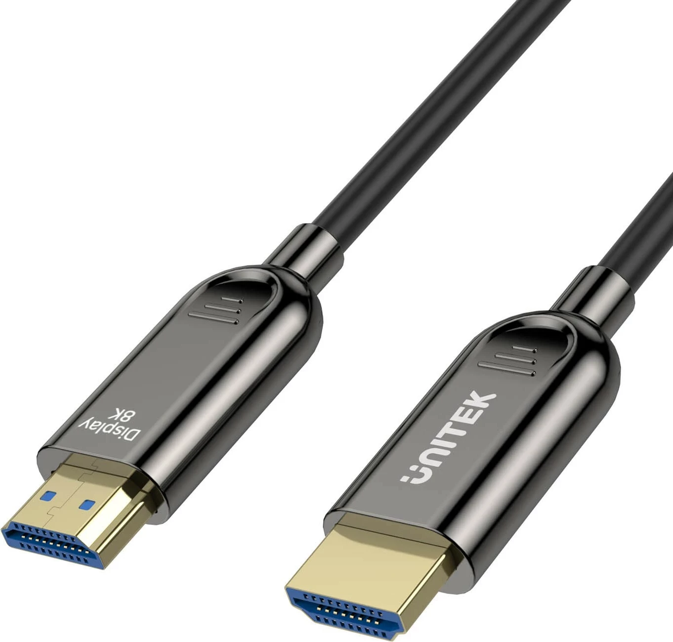 Kabëll optik HDMI Unitek 2.1 AOC 8K 120Hz 70m, ngjyrë zezë-argjendtë