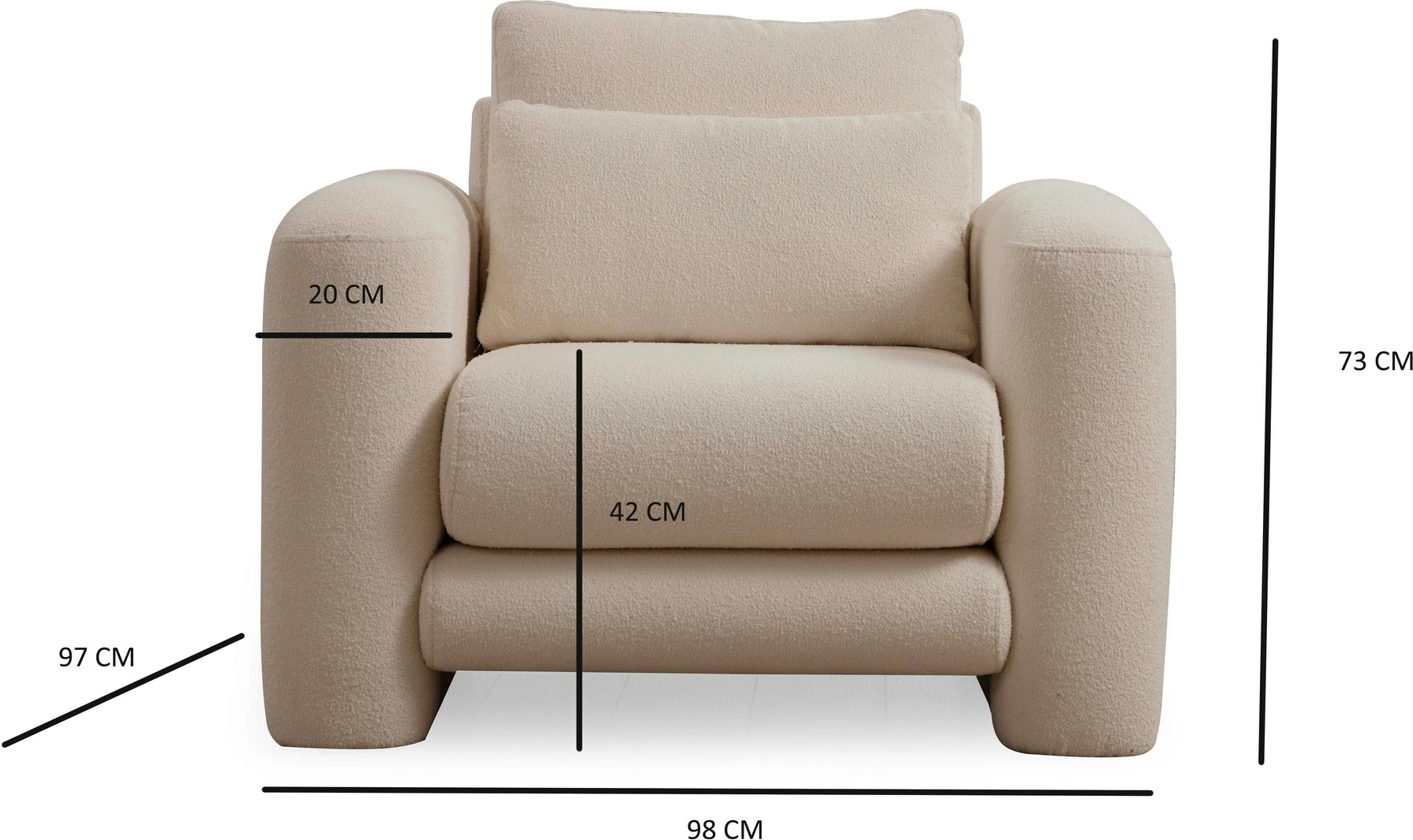 Karrige Wing Atelier del Sofa, ngjyrë krem, Lily