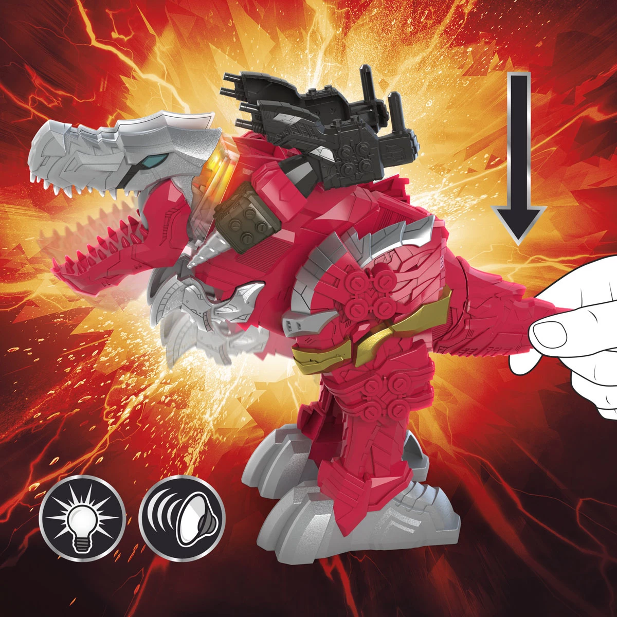 Power Rangers: Dino Fury - T-Rex Champion Zord 10" Action Toy