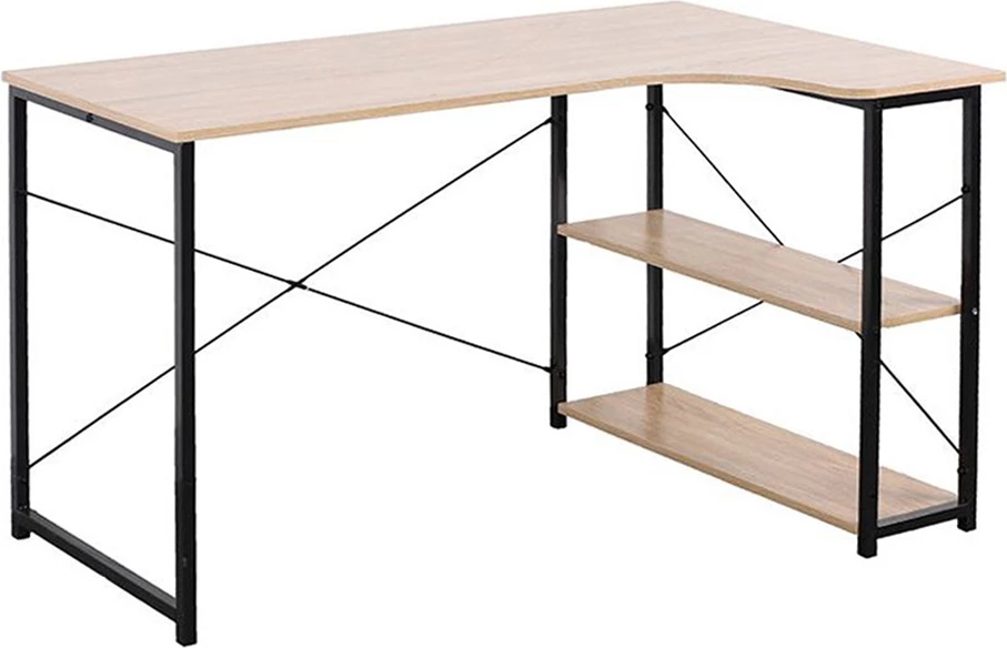 Tavolinë këndi Edge, sipërfaqe sonoma, metal i zi, 120x73x75cm