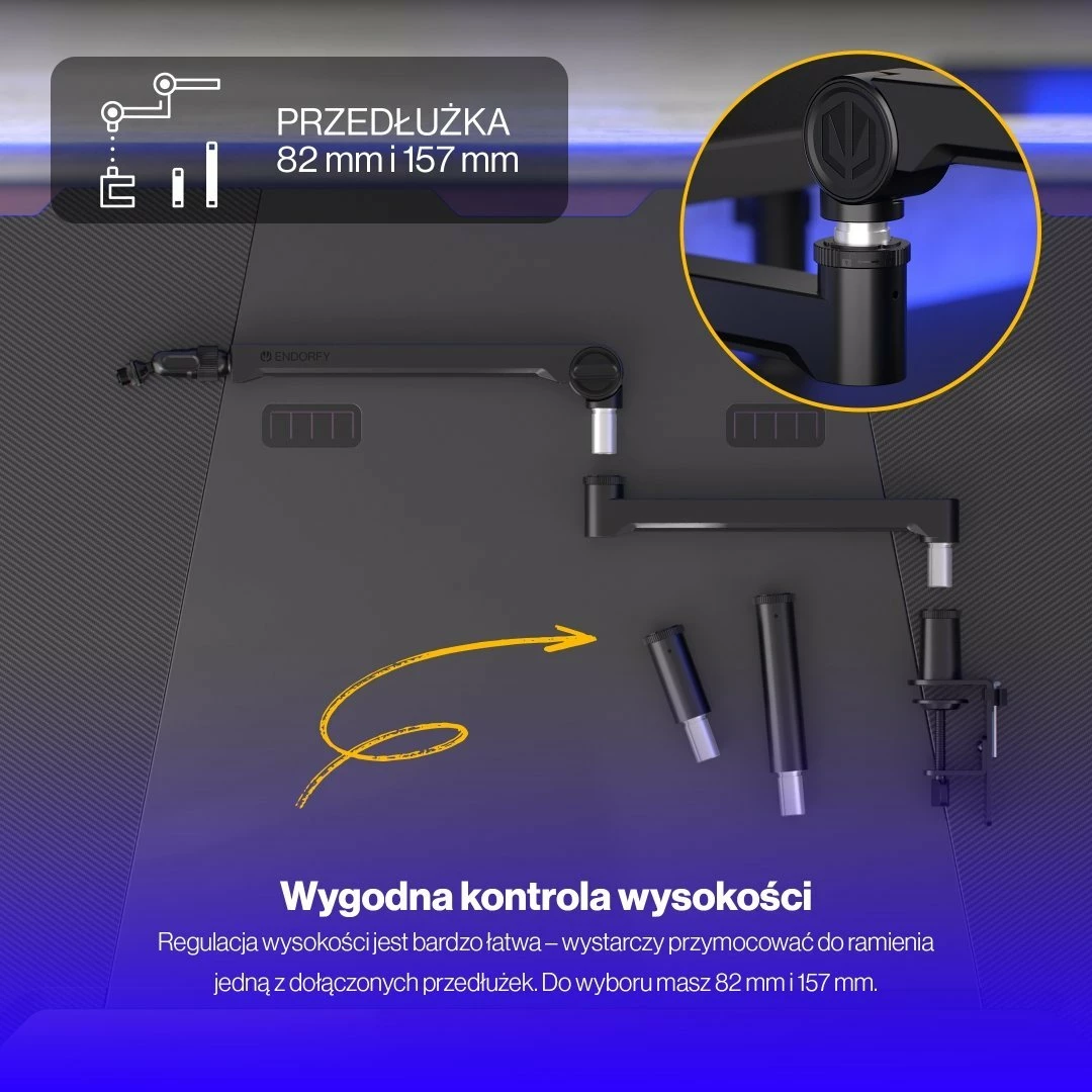 Krah boom për mikrofon Endorfy Broadcast Low Profile Boom Arm EY0A009, i zi, set