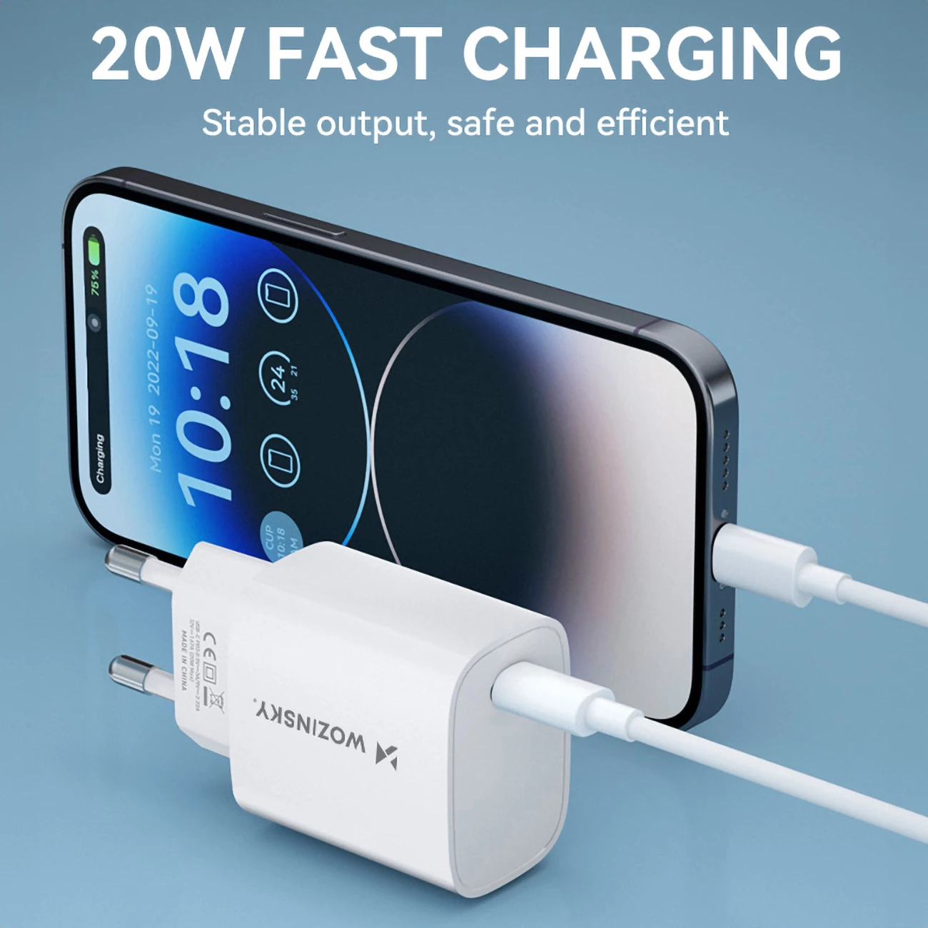 Karikues muri Wozinsky WGWCCW, 20W, USB-C, i bardhë