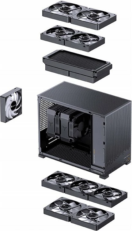 Kasë Jonsbo D32 STD Mini Tower Micro-ATX/Mini-ITX, me xham të kalitur, ARGB, e zezë