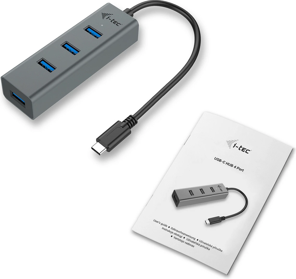 USB-C HUB I-Tec Metal 4 porta, USB 3.2 Gen 1, 5000 Mbit/s, gri