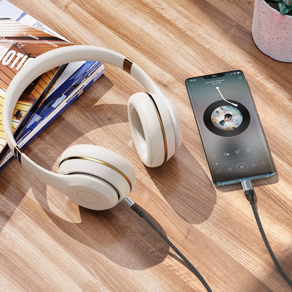 Kabllo AUX HOCO UPA26 Type-C në 3.5mm, 1m, me DAC, e zezë