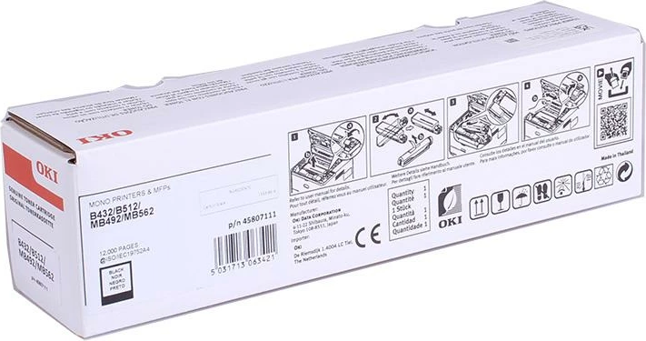 Toner, Oki 45807111 për MB492, deri 12,000 faqe, e zezë