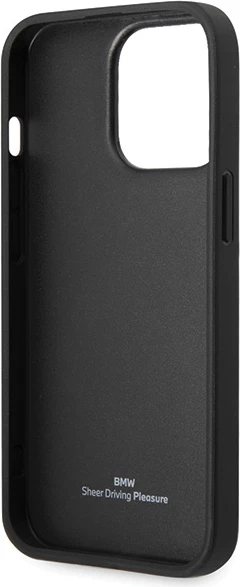 Mbështjellës BMW Leather Diamond Pattern për iPhone 14 Pro 6.1\" hardcase, i zi