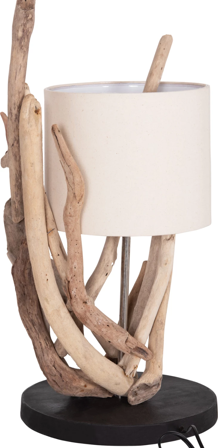 Llambë tavoline BRAMBLE, dru driftwood natyral, kapak i bardhë, Φ28x65cm