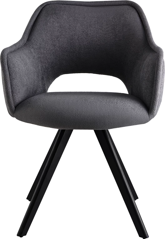 Karrige rrotulluese Soreyia, pëlhurë gri e errët, këmbë metalike të zeza, 63x59x83cm