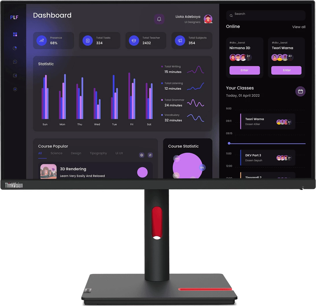 Monitor, Lenovo, ThinkVision T24i-30 63CFMATXEU, 24 inch, e zezë
