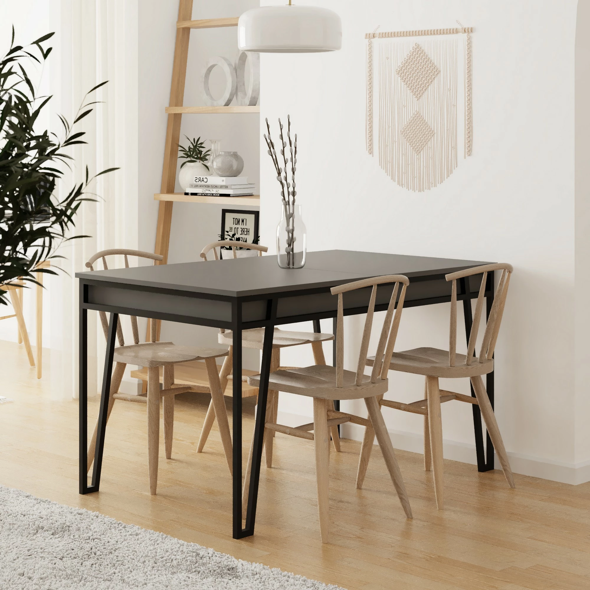 Tavolinë ngrënieje e zgjatshme, Skye Decor, ngjyrë antracit