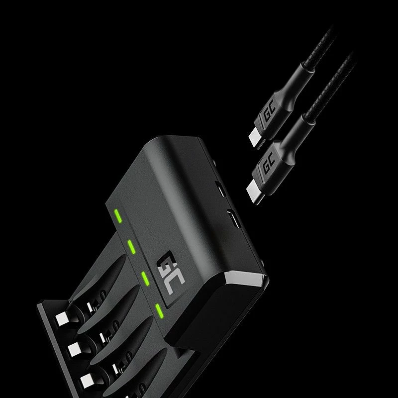 Karikues baterish Green Cell VitalCharger GRADGC01, 4-kanal AA/AAA Ni-MH, USB-C/Micro USB, i zi