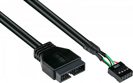 Kabllo USB GoodConnections 5021-PST3, USB 2.0, 0.45 m, femër-në-mashkull, e zezë