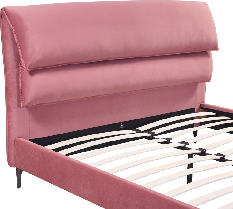 Krevat dopio Aryna kadife ngjyrë rozë 160x200cm