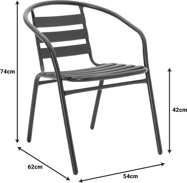 Tavolinë me karrige Vergo-Tade, metalike, e zezë, Φ60x70cm