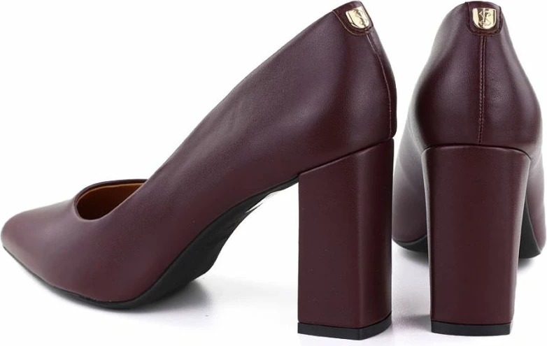 Këpucë me take për femra Leone PB216, të kuqe burgundy