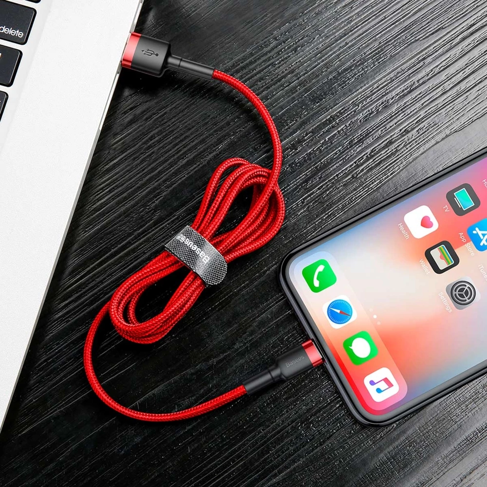 Kabllo Baseus Cafule CALKLF-C09 USB-A në Lightning, 2m, e kuqe