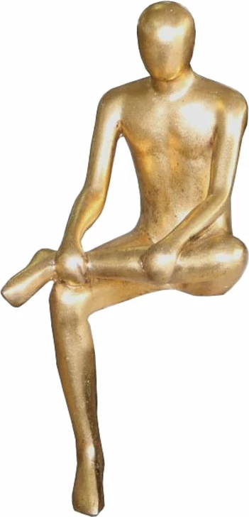 Figurë dekorative Hanging Man, gur sintetik, ngjyrë ari, 19x23x43 cm