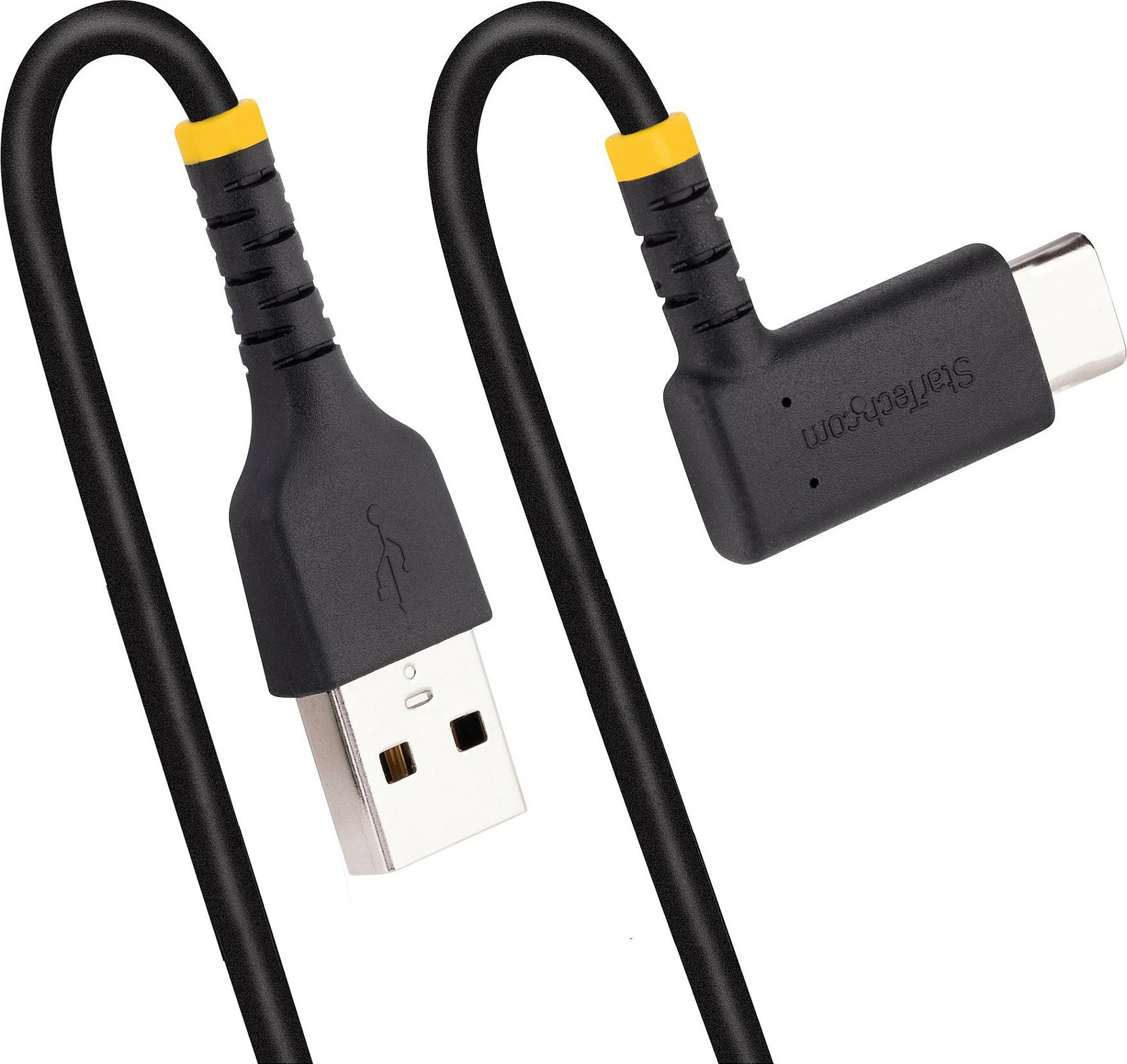 Kabllo karikimi StarTech USB-A në USB-C me kënd 90°, 30cm, 3A, USB 2.0, e zezë