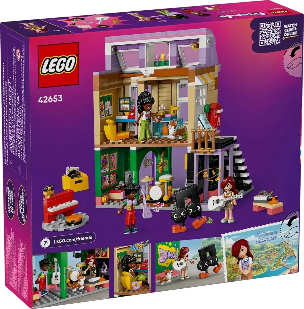 Set LEGO Friends Music Store & Apartment 42653, 3 minifigura, për fëmijë 7+