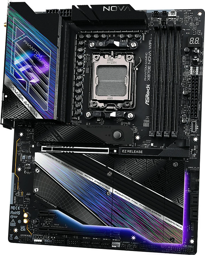 Pllakë amë ASRock MK X870E NOVA WIFI, AMD, Socket AM5, DDR5-SDRAM, 256 GB, E zezë